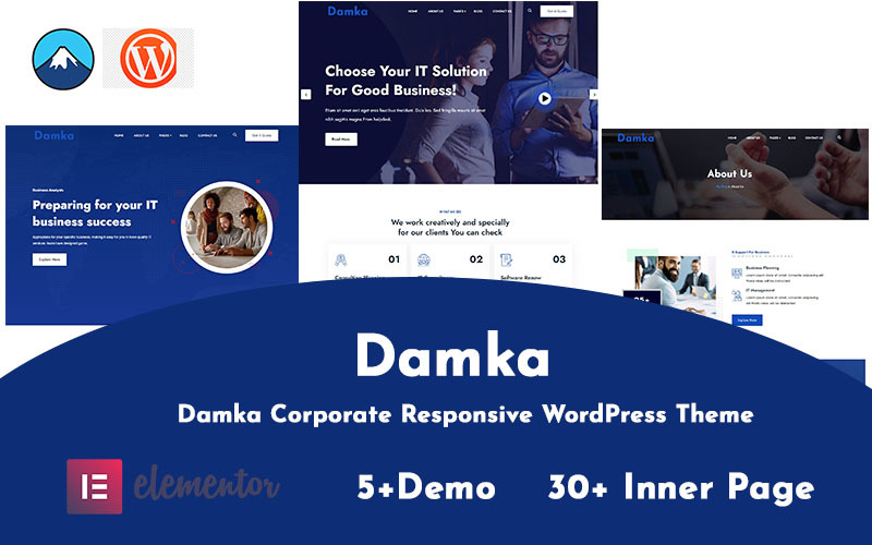 WordPress公司反应主题Damka