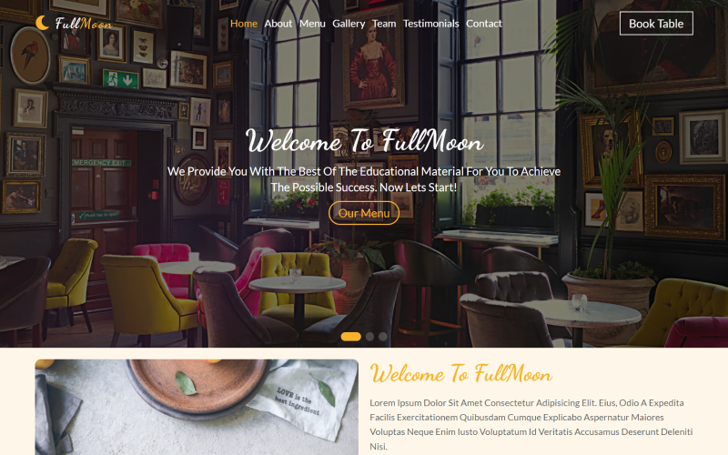 FullMoon - HTML-sjabloon voor bestemmingspagina's voor eten en restaurants