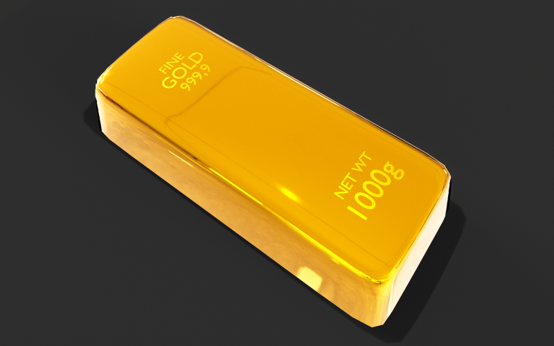 Fine Gold Bar Низкополигональная 3D модель