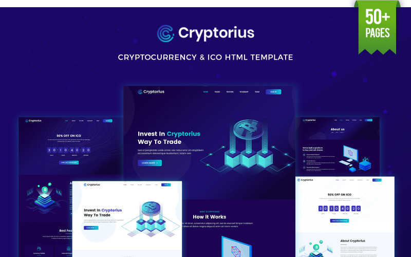 Cryptorius - HTML ICO网站模板，比特币和加密货币