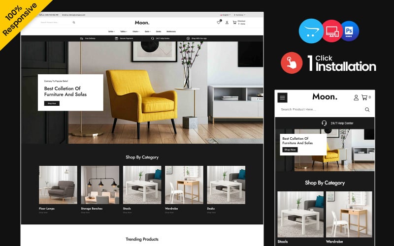 Moon - Magasin OpenCart réactif polyvalent pour meubles, décoration et intérieur