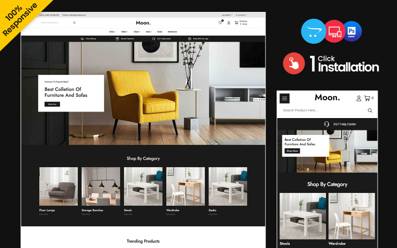 Moon - Meble, wystrój wnętrz i wnętrza Wielofunkcyjny responsywny sklep OpenCart