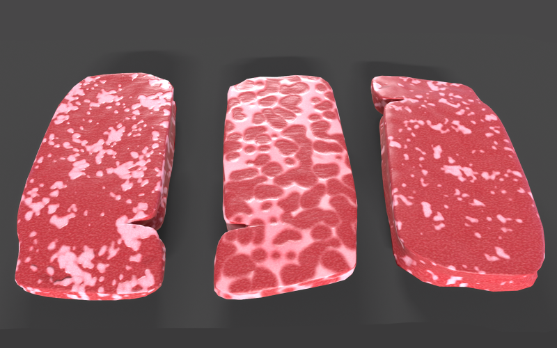 牛肉牛排低聚3D模型