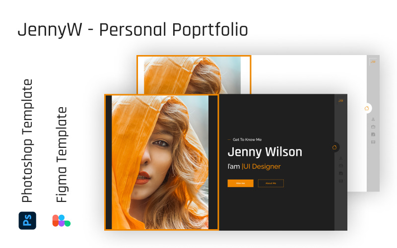 JennyW -个人投资组合的psd模板