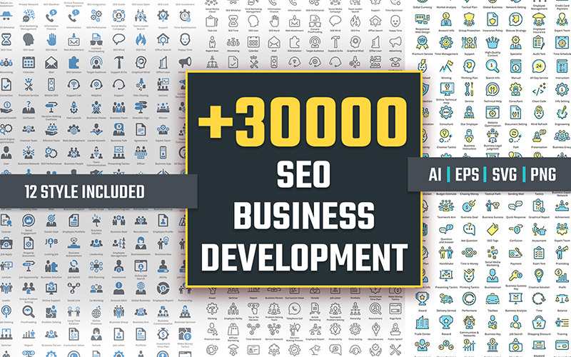 +30.000 SEO-pictogrammen voor bedrijfsontwikkeling