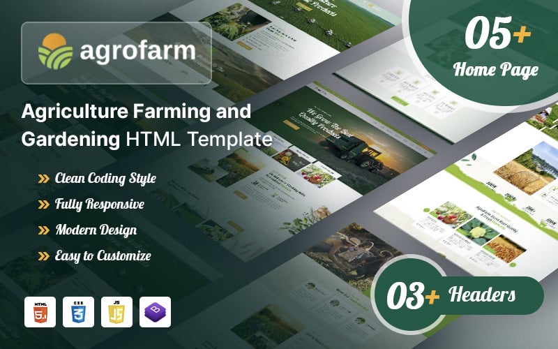 Agrofarm - Zemědělství Farming & Gardening HTML šablona