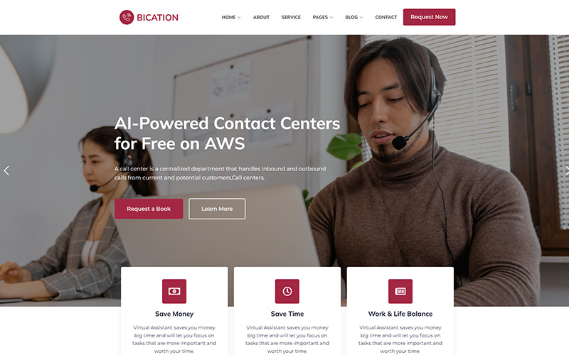 Bication - Virtual Call Center WordPress-tema