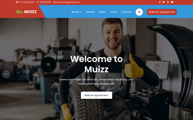 Muizz -模型汽车修理和汽车机械师着陆页