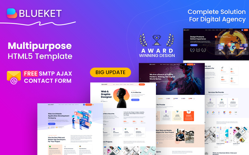 Blueket – Digitální agentura a víceúčelová šablona HTML5