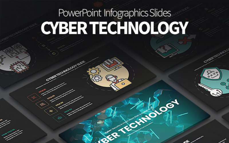Cybertechnologie - PowerPoint Infographics-dia's