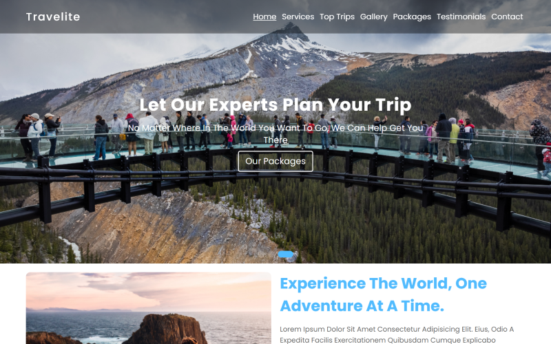 Šablona vstupní stránky HTML5 Travelite - Tour & Travel Agency