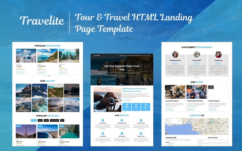 Travelite - Biuro Podróży i Biuro Podróży HTML5 Landing Page Szablon