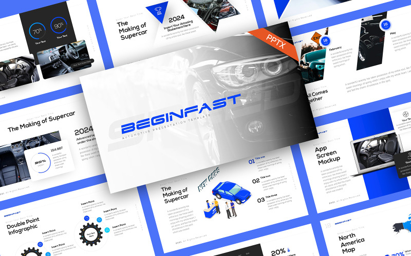 BeginFast Automotive Modern Sjablonen PowerPoint presentatie