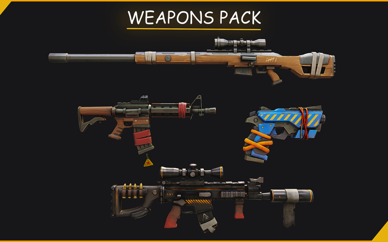 Collection de packs d'armes stylisées modèle 3d