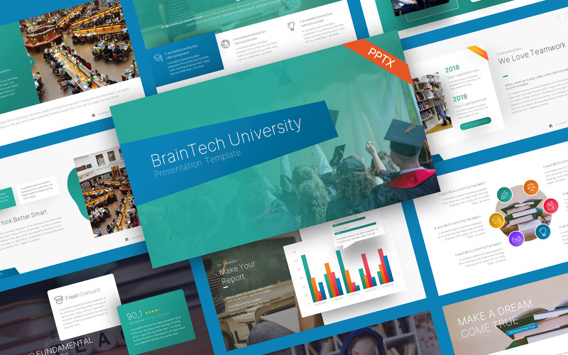 BrainTech Universitair Onderwijs Sjablonen PowerPoint presentatie