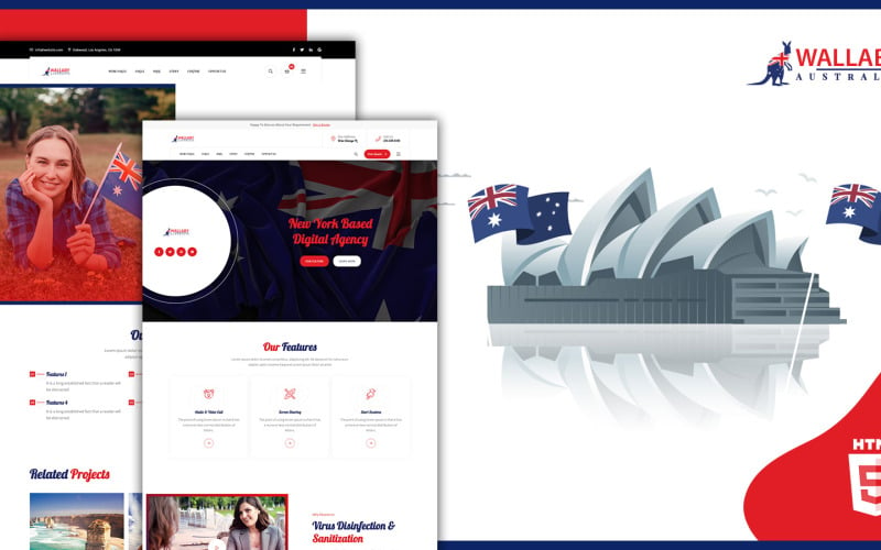 澳大利亚小袋鼠文化HTML5网站模板