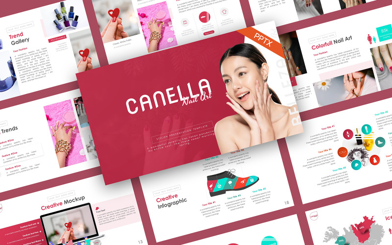 Canella美甲艺术时尚的PowerPoint模板