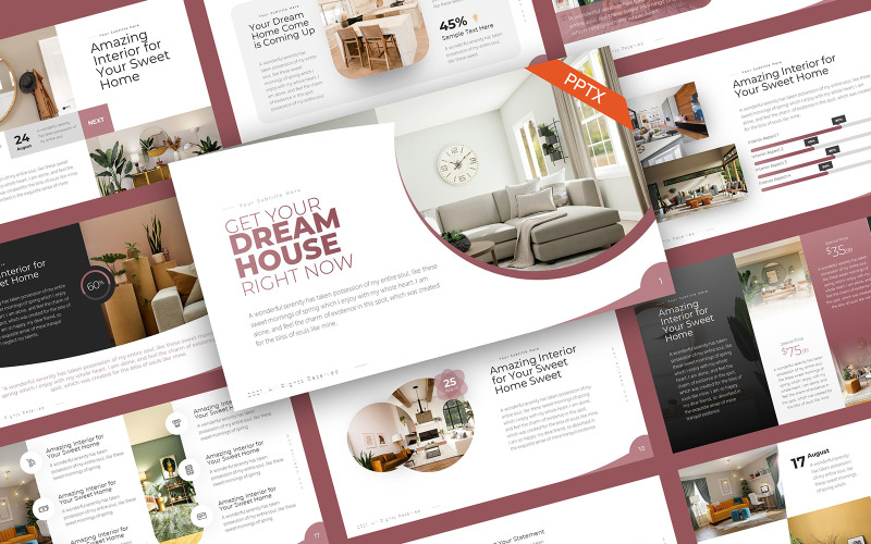 Dream House Home Interieur Sjablonen PowerPoint presentatie
