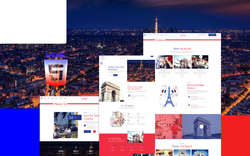 Modello di sito Web HTML5 di Triomphe France Culture & People