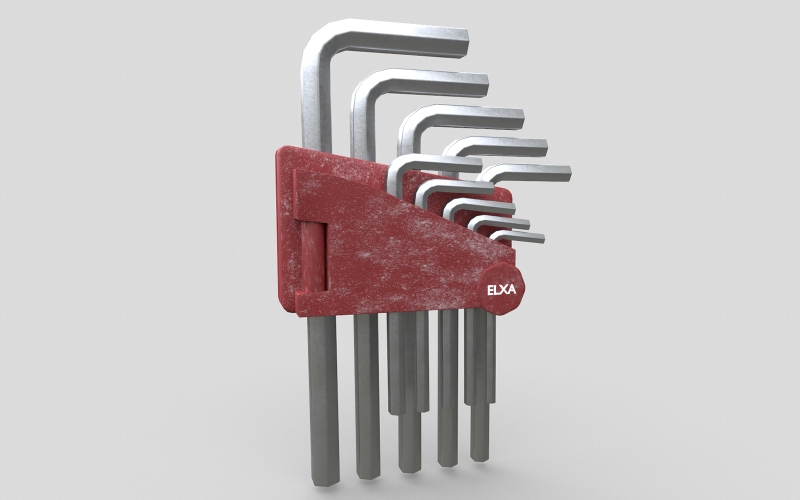 Allen Key Tool Set Low-poly 3D-model