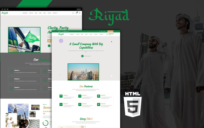Modello di sito Web HTML5 della cultura dell'Arabia Saudita di Riyad