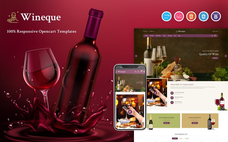 Wineque - Modelo OpenCart responsivo