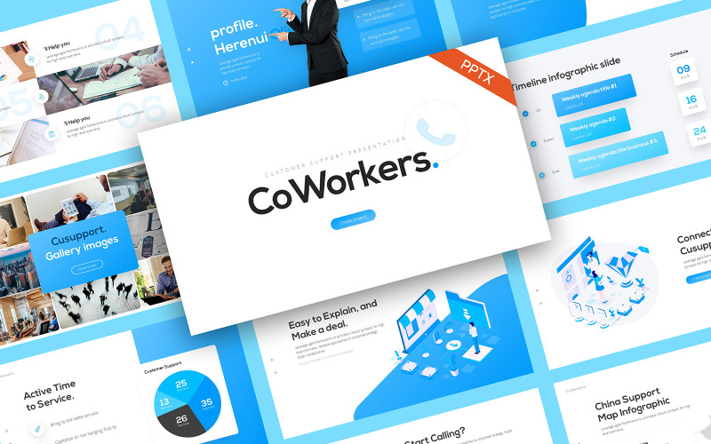 Modello PowerPoint per l'assistenza clienti di CoWorkers
