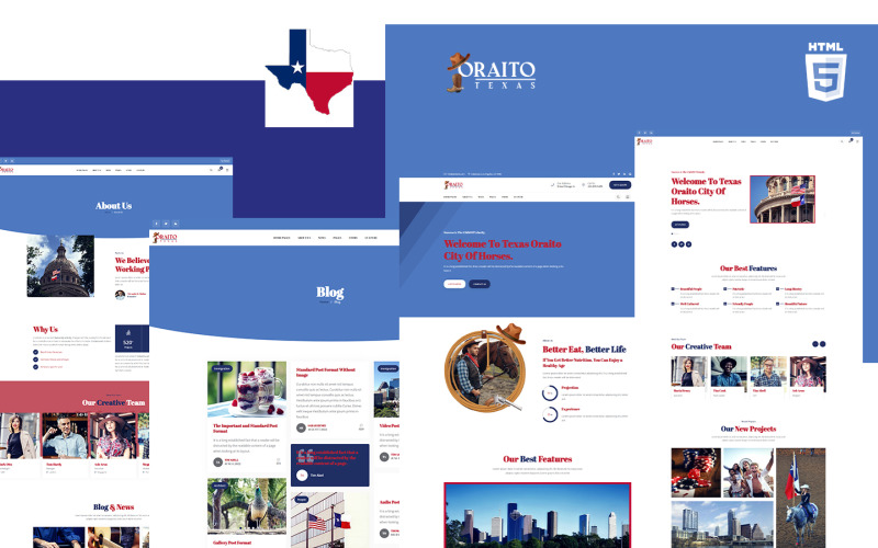 Modello di sito Web HTML di Oraito American Texas Culture