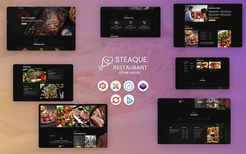 Steaque模型牛排馆/烧烤店Joomla 4和Joomla 5