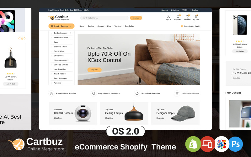 Cartbuz – víceúčelové téma Shopify