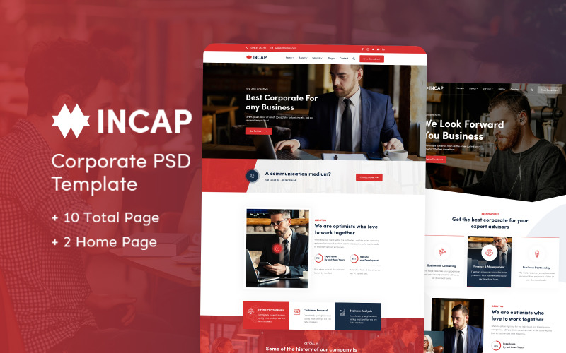 Incap Corporate PSD-webbplats