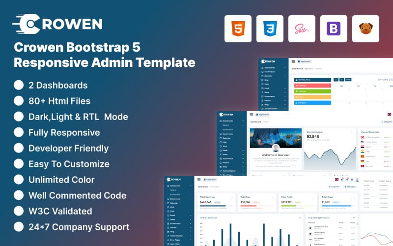 Crowen Bootstrap 5 Yönetici Şablonu