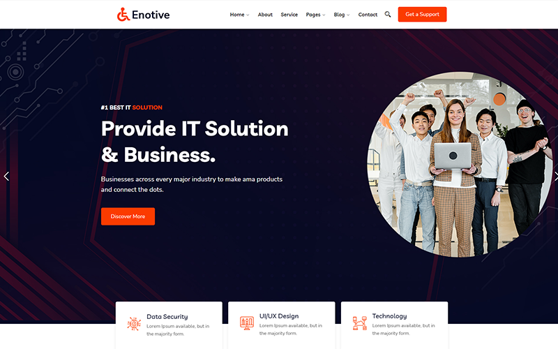 Enotive - Thème WordPress pour solutions informatiques et entreprises