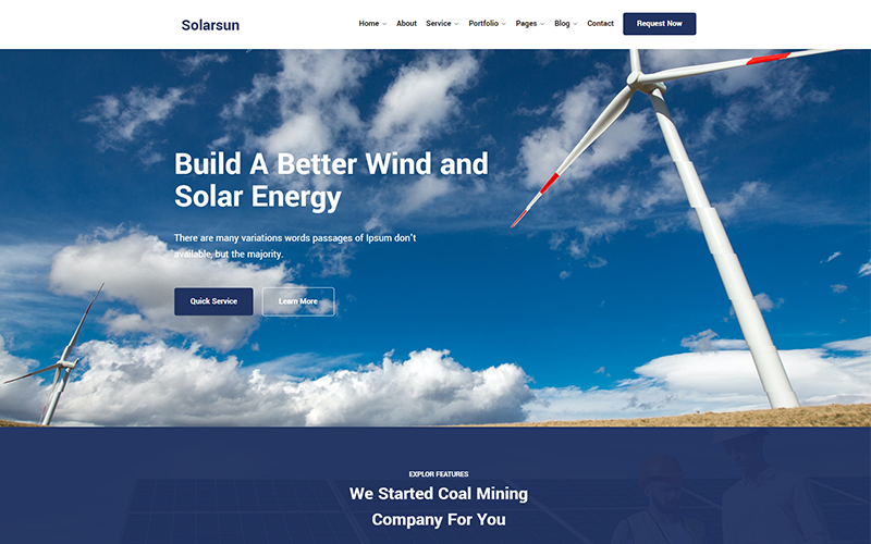 Solarsun - Tema WordPress per l'energia solare