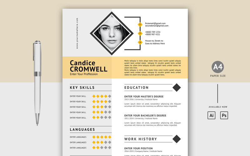 Candice Cromwell - Eenvoudig en schoon creatief afdrukbaar CV-sjabloon