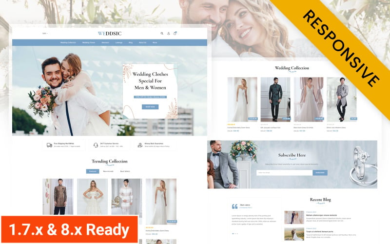 Weddisc - Bröllopsmodebutik Prestashop Responsive Theme