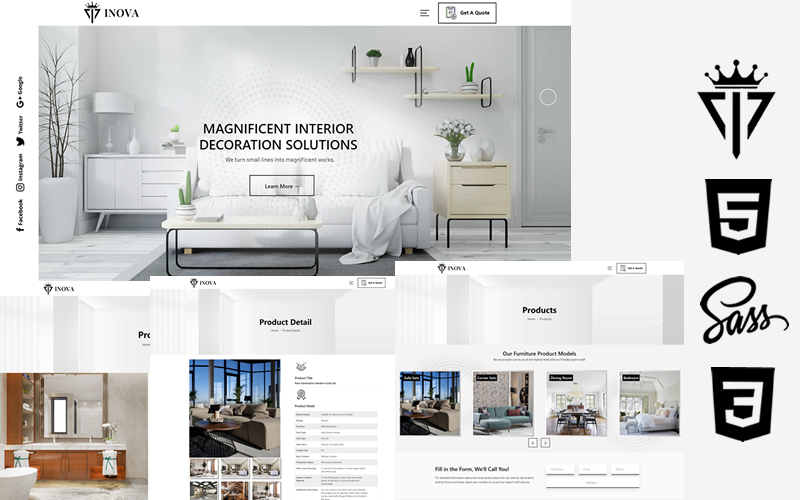 Inova - Modello di sito Web a tema Html5 CSS3 per la produzione di interni e mobili