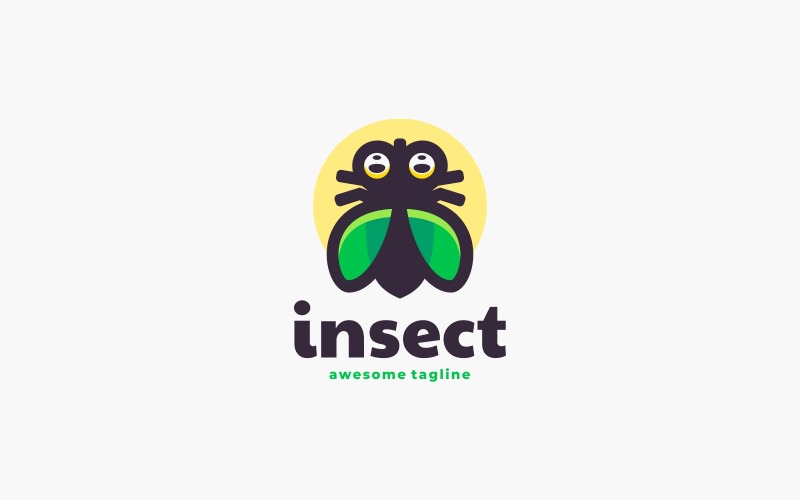 昆虫简单吉祥物标志风格