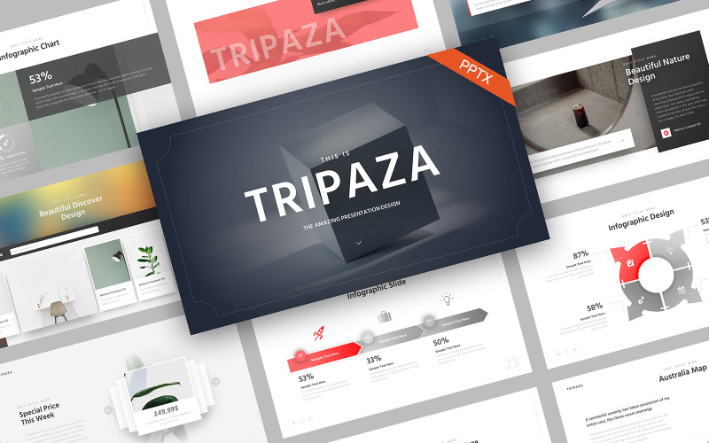 Tripaza Trip Minimalistische Sjablonen PowerPoint presentatie