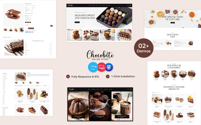 巧克力-巧克力，糖果，烘焙和蛋糕Opencart网站模板