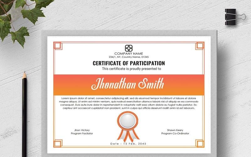 Jhonathan Smith- Modelo de Certificado de Participação