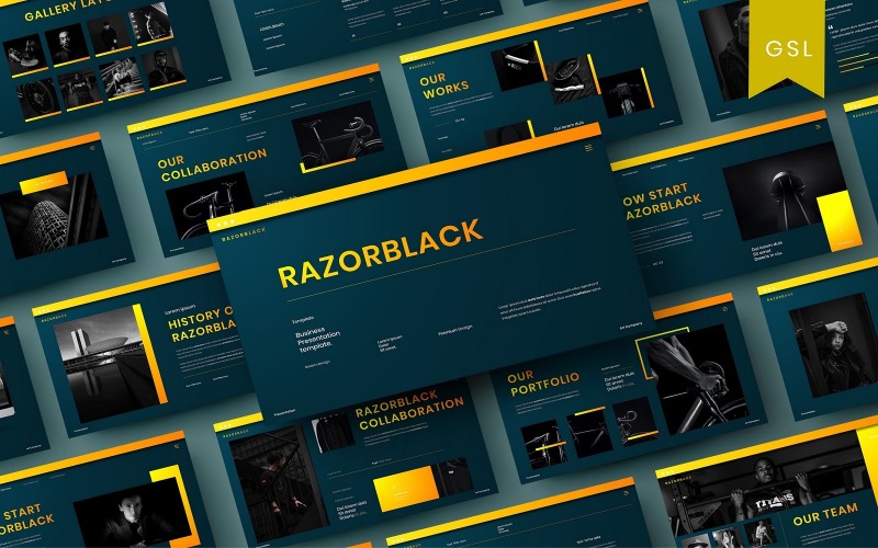 Razorblack - Biznesowy szablon slajdu Google