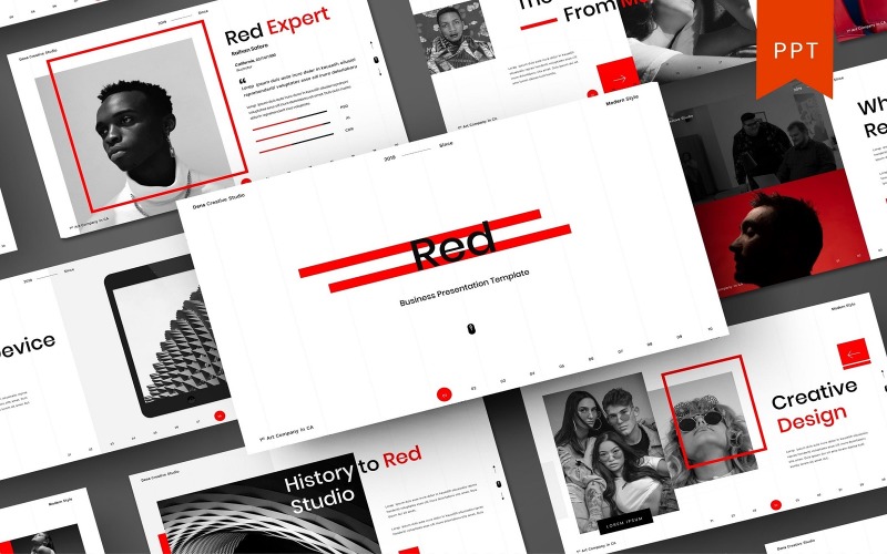 Röd – PowerPoint-mall för företag