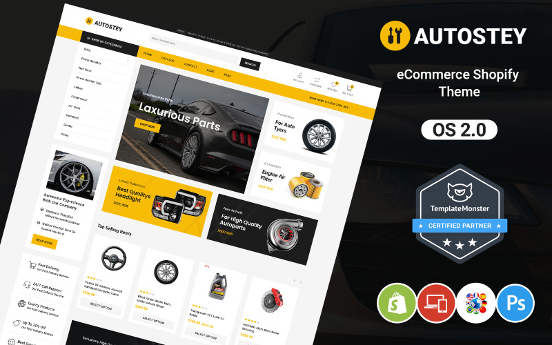 Autostey - Автозапчасти Shopify Тема