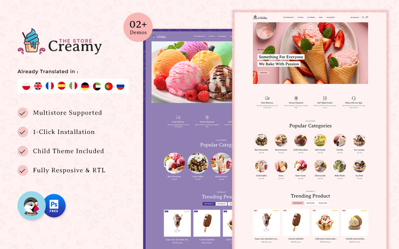 Creamy -冰淇淋，饮料，蛋糕店精品多功能Prestashop
