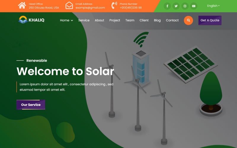 Khaliq - Wind & 太阳能登陆页面模板