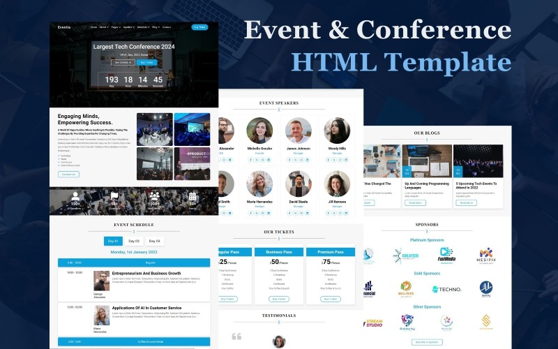 Eventia - Event & Konferens Flersidig HTML5 webbplatsmall