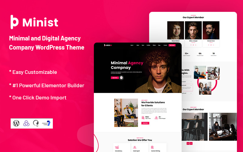 Minist - Minimales und digitales Agenturunternehmen WordPress Theme