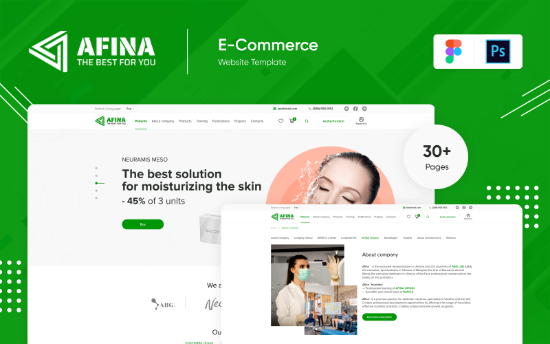 Modello di progettazione e-commerce Afina Figma Photoshop