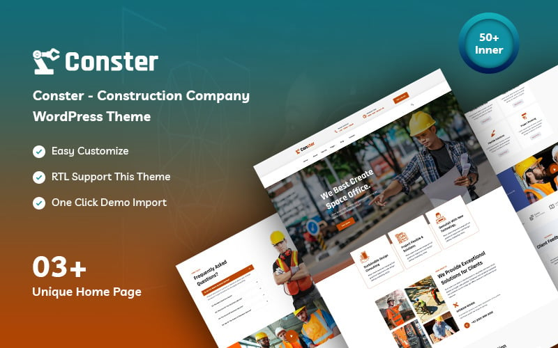 Conster - Thème WordPress pour entreprise de construction